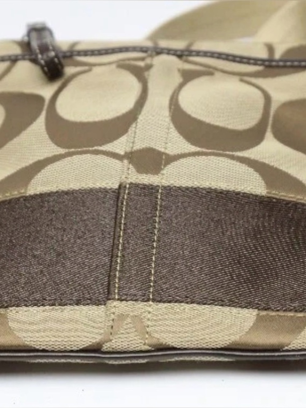 Coach Shoulder Swing Bag Signature Nylon Leather Beige Brown - Picture 5 of 12